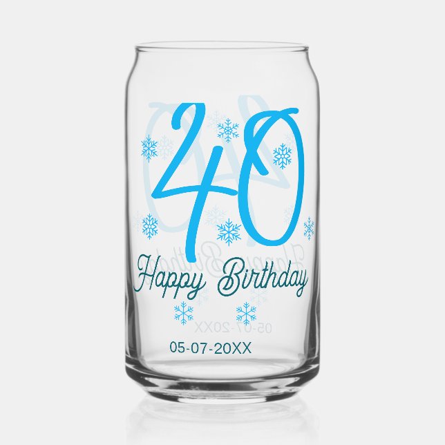 Vaso Con Forma De Lata plantilla azul cumpleaños 40 añadir nombre fecha a (Anverso)