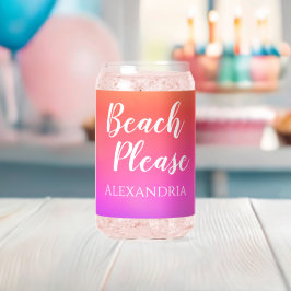 Vaso Con Forma De Lata Playa Personalizada Por Favor Naranja Rosa Ombre