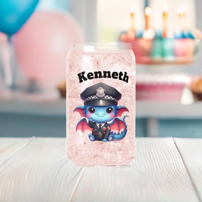 Vaso Con Forma De Lata ¡Policía dragón saludando! (Insitu (Baby Shower))