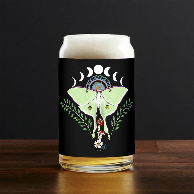 Vaso Con Forma De Lata Polilla Lunar Etérea Verde Mística Celestial (Subido por el creador)