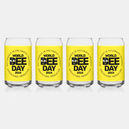 Vaso Con Forma De Lata Polinizador negro amarillo del Día Mundial de la A