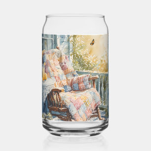 Vaso Con Forma De Lata Porche Acogedor con Encanto de Colcha y Limonada