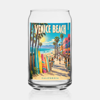 Vaso Con Forma De Lata Póster de tablas de surf coloridas de Venice Beach