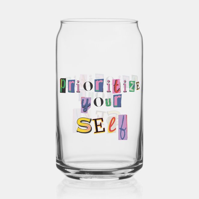 Vaso Con Forma De Lata Prioriza a ti mismo (Anverso)