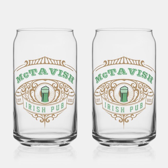 Vaso Con Forma De Lata Pub irlandés personalizado (Anverso)