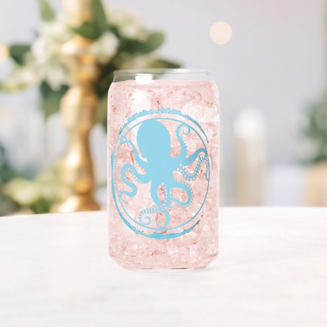 Vaso Con Forma De Lata Pulpo Azul Costero 2 (Insitu (Boda))