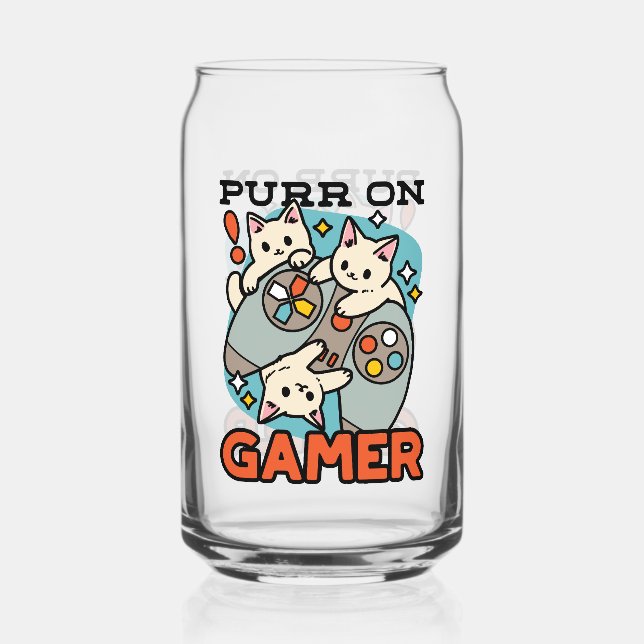Vaso Con Forma De Lata Purr on Gamer - Diseño de juegos para gatos (Anverso)