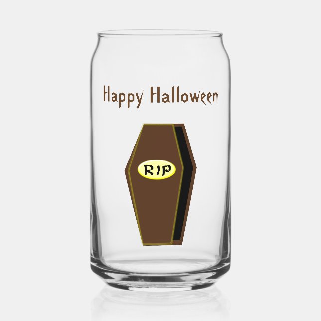 Vaso Con Forma De Lata QEPD Personalizado del ataúd de Halloween (Anverso)