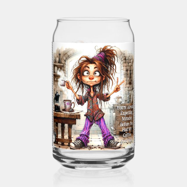 Vaso Con Forma De Lata Quirky Café Lady Buena Suerte Drinkware Set (Reverso )