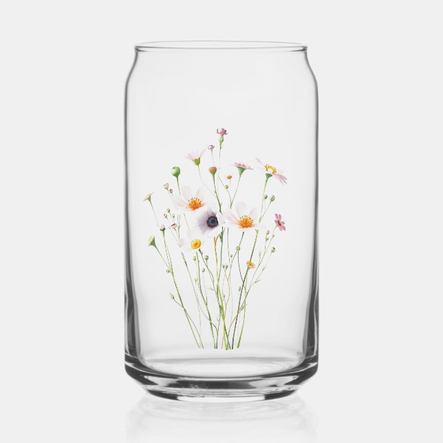 Vaso Con Forma De Lata Ramo de acuarela de flores silvestres (Anverso)