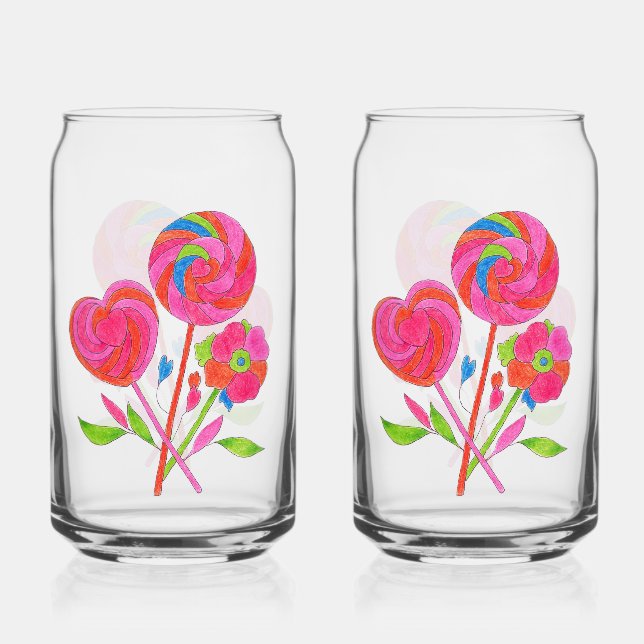 Vaso Con Forma De Lata Ramo de piruletas en vaso de vidrio (Anverso)
