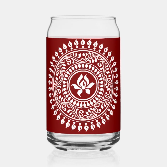 Vaso Con Forma De Lata Rangoli Festivo Rojo y Blanco (Anverso)