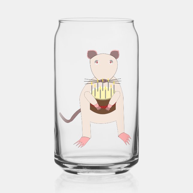 Vaso Con Forma De Lata Rata siamesa con pastel de cumpleaños (Anverso)