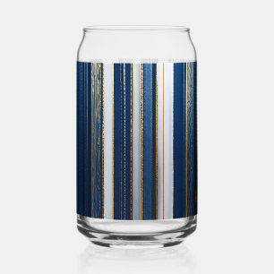 Vaso Con Forma De Lata Rayas Azules de Blues de Janucá Azul Blanco Dorado