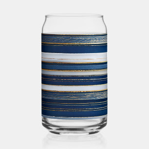 Vaso Con Forma De Lata Rayas Azules de Blues de Janucá Azul Blanco Dorado