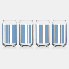 Vaso Con Forma De Lata Rayas Costeras Azules y Blancas