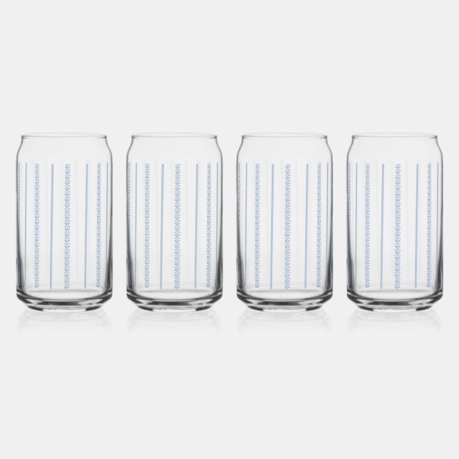 Vaso Con Forma De Lata Rayas Costeras Azules y Blancas (Reverso)