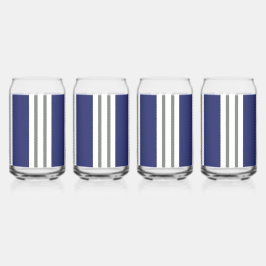 Vaso Con Forma De Lata Rayas Costeras Azules y Blancas