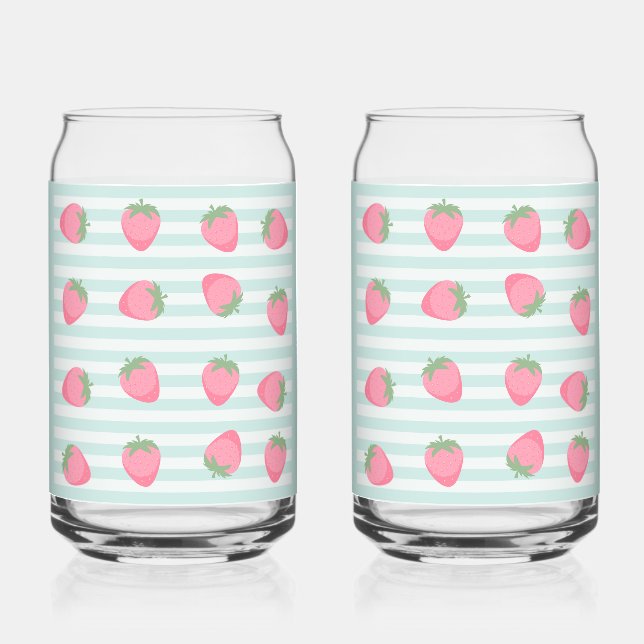 Vaso Con Forma De Lata Rayas de fresa rosa (Anverso)