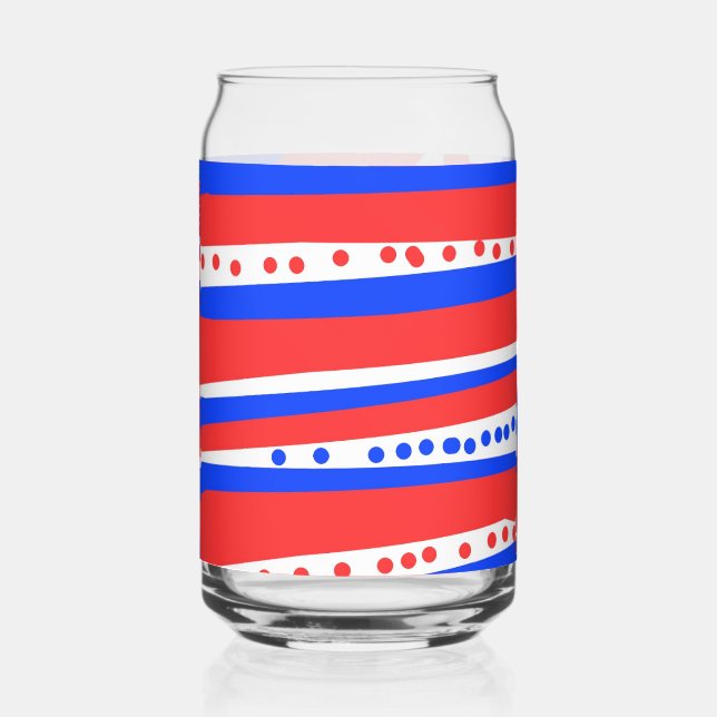 Vaso Con Forma De Lata Rayas de los círculos azules rojos (Anverso)