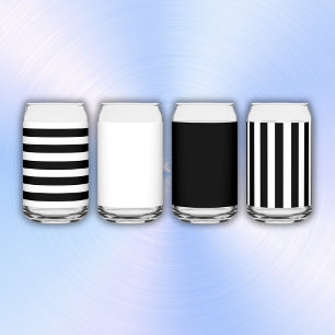Vaso Con Forma De Lata Rayas simples en blanco y negro  