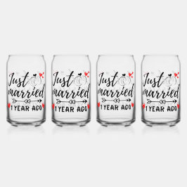 Vaso Con Forma De Lata Recién casado hace un año, primer aniversario Boda