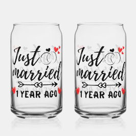 Vaso Con Forma De Lata Recién casado hace un año, primer aniversario Boda