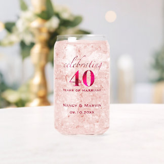 Vaso Con Forma De Lata Recuerdo personalizado de Rosa Rubí del 40 Anivers