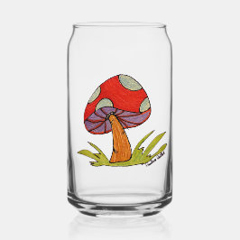 Vaso Con Forma De Lata Red Mushroom Glass