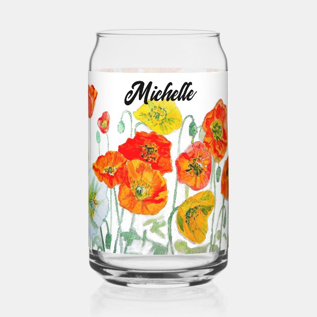 Vaso Con Forma De Lata Red Orange Yellow Poppy Flowers Poppies Flower (Anverso)