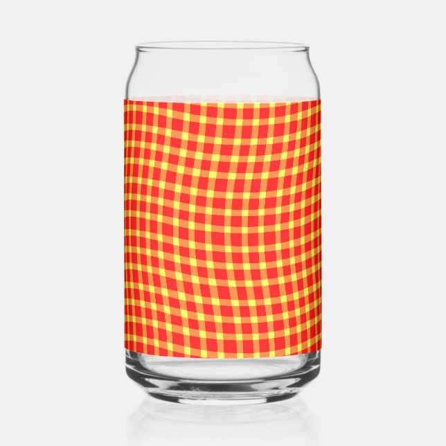 Vaso Con Forma De Lata Red Yellow Plaid Checker Seamless Pattern (Anverso)