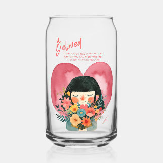 Vaso Con Forma De Lata Regalo de vidrio con versículo bíblico alentador