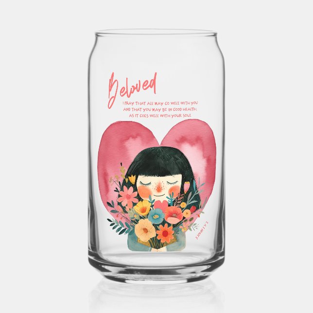 Vaso Con Forma De Lata Regalo de vidrio con versículo bíblico alentador (Reverso )