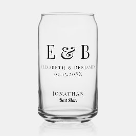 Vaso Con Forma De Lata Regalo para el Padrino de Boda Monograma Minimalis