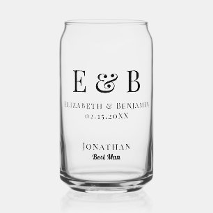 Vaso Con Forma De Lata Regalo para el Padrino de Boda Monograma Minimalis