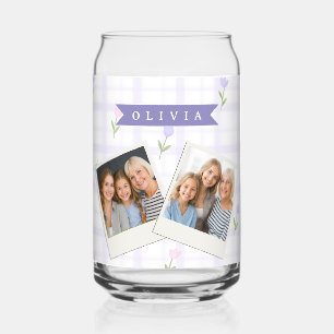 Vaso Con Forma De Lata Regalo Personalizado de Nombre Floral de Cuadros d