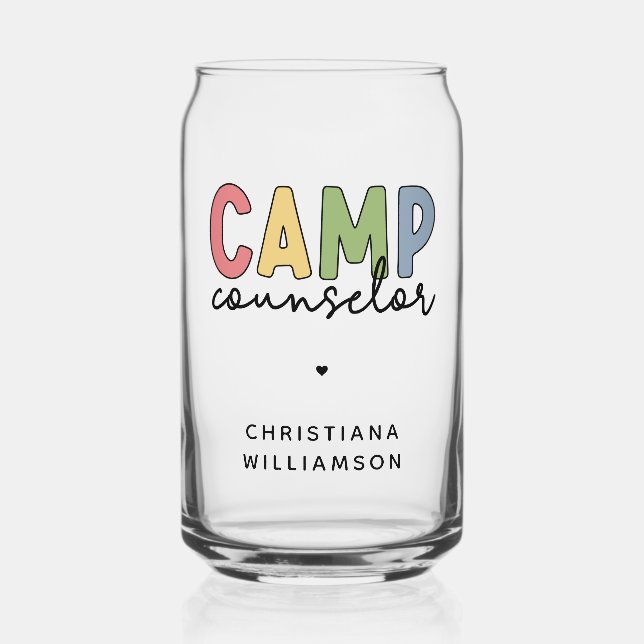 Vaso Con Forma De Lata Regalos personalizados de consejero de campamento (Anverso)