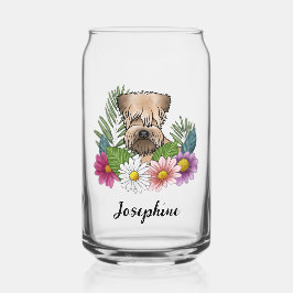 Vaso Con Forma De Lata Rellenos De Ruedas Frescas Terrier Con Flores Y No