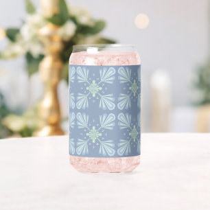 Vaso Con Forma De Lata Repetir abstracto floral azul pastel