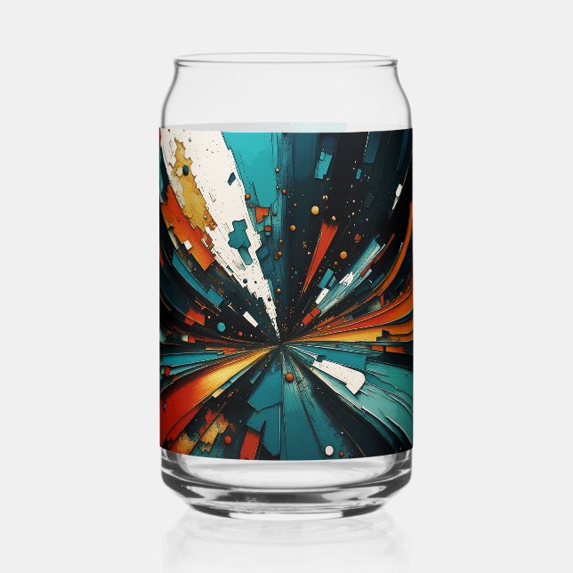 Vaso Con Forma De Lata Resumen Azul Y Naranja 607 (Anverso)