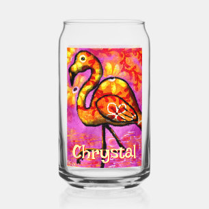 Vaso Con Forma De Lata Resumen caprichoso Flamingo Ave Personalizado