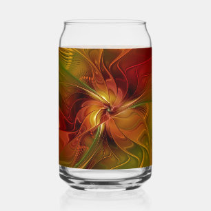 Vaso Con Forma De Lata Resumen Naranja rojo Brown Flor de arte fractal ve