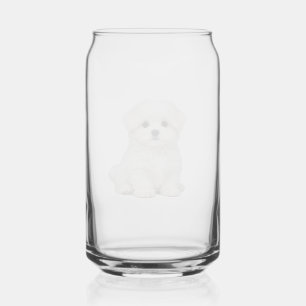 Vaso Con Forma De Lata Retrato de cachorro de maltes blanco esponjoso Ama