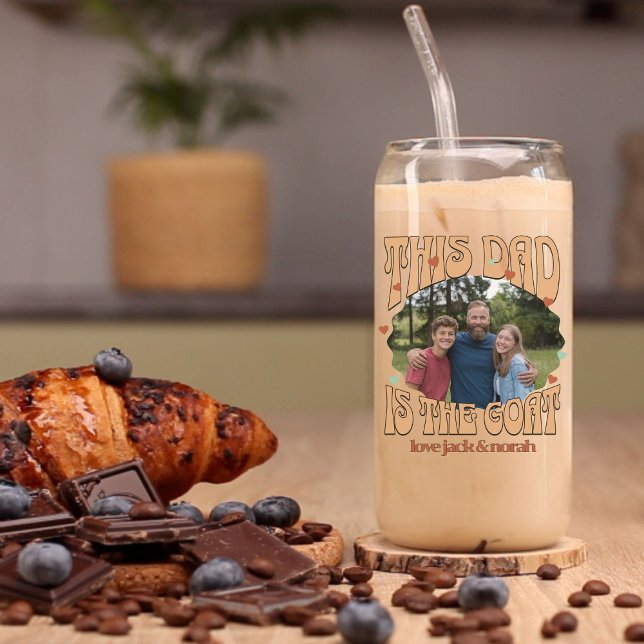 Vaso Con Forma De Lata Retro Este papá es la foto de la cabra (Greatest of All Time Retro Can Glass for Dad with photo)