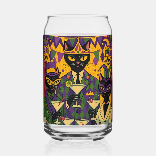 Vaso Con Forma De Lata Retro Futuristic Mardi Gras Black Cat Martini Club (Anverso)