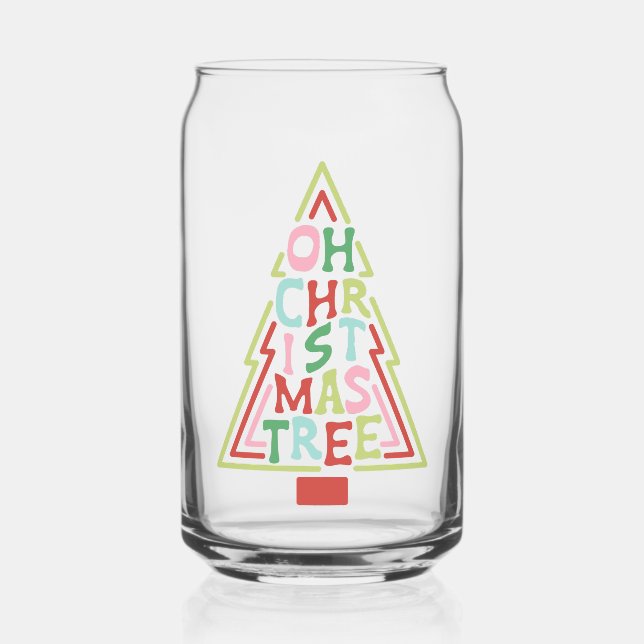 Vaso Con Forma De Lata Retro Pastel Oh Árbol de Navidad (Anverso)