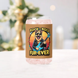 Vaso Con Forma De Lata Rock and Roll German Shepherd Retro Sunset Art