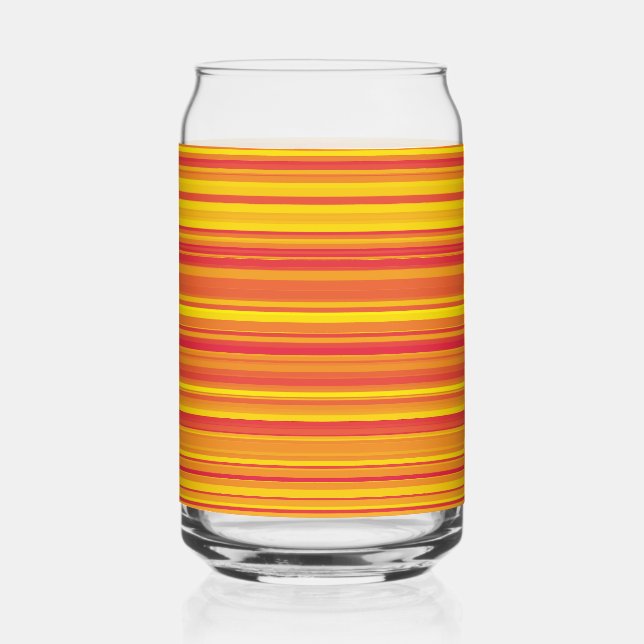 Vaso Con Forma De Lata Rojo amarillo naranja a rayas (Anverso)