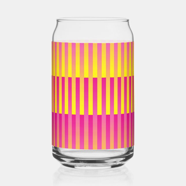 Vaso Con Forma De Lata Rosa Amarillo Naranja Rayado (Anverso)
