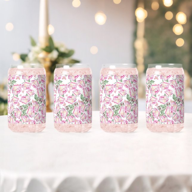 Vaso Con Forma De Lata Rosa de verano amarillo rosado romántico floral (Insitu (Boda))